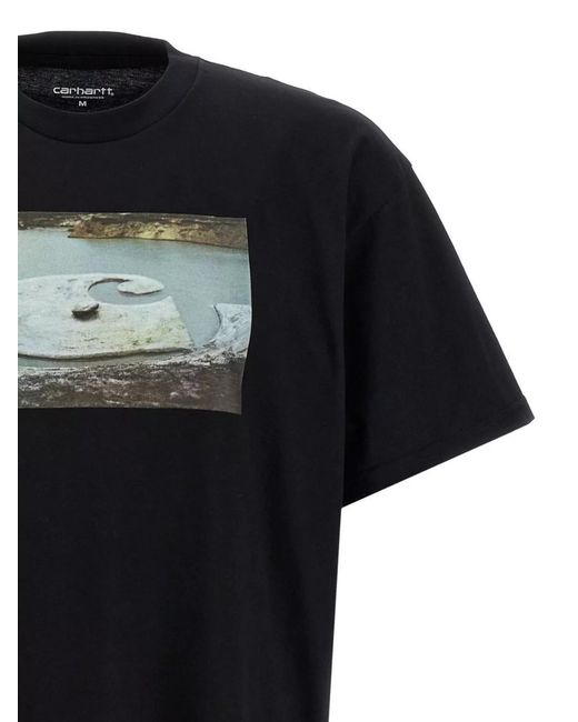 Carhartt Black 'Water Mud' Crew Neck Graphic T-Shirt for men