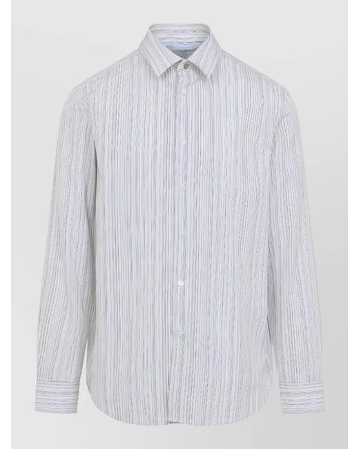 Paul Smith White Cotton Regular-Fit Stripe Shirt for men
