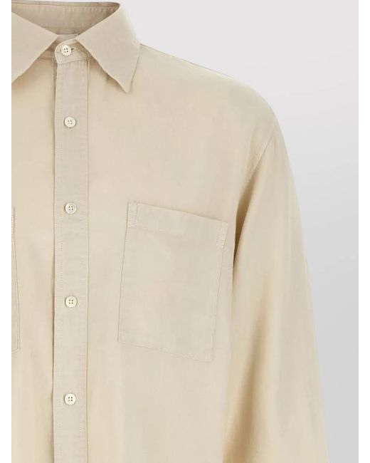 Cellar Door Natural Paul Shirt Button Down Collar Chest Pockets for men