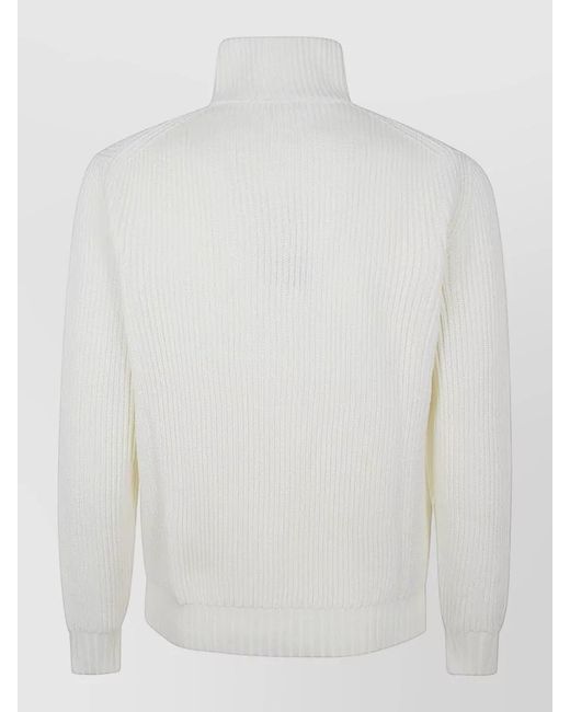Filippo De Laurentis White Virgin Wool Half Zip Sweater for men