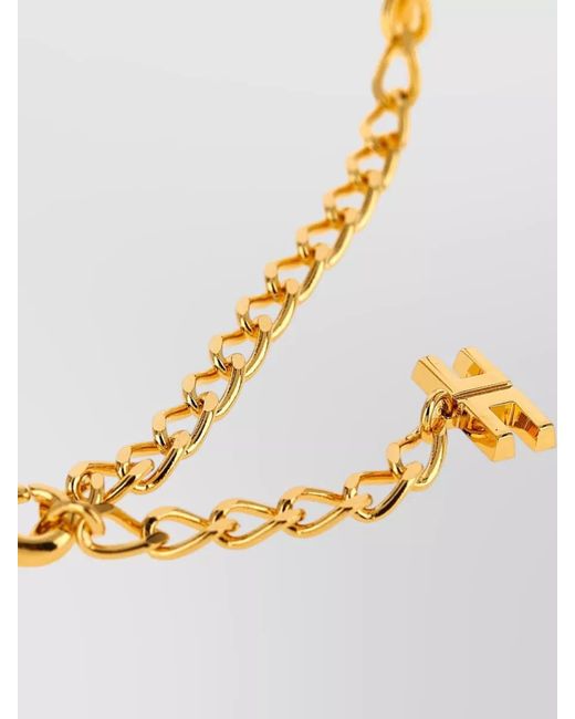 Elisabetta Franchi Metallic Logo Chain Bracelet Tone Adjustable