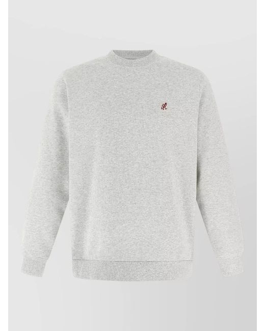 Gramicci White Crew Neck Sweatshirt Ribbed Cuffs Hem for men