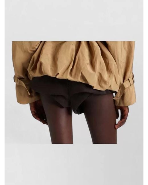 Magda Butrym Natural Lightweight Pleated Jacket Puff Sleeves Tailoring