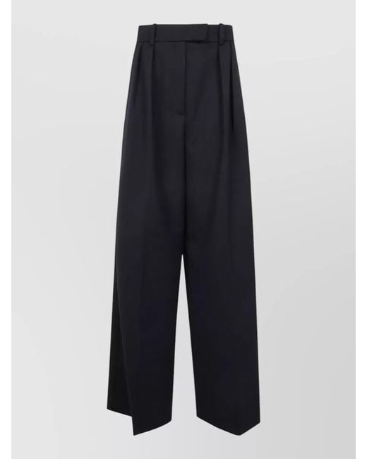 Anine Bing Blue Lou Tailored High Waist Pleated Trousers