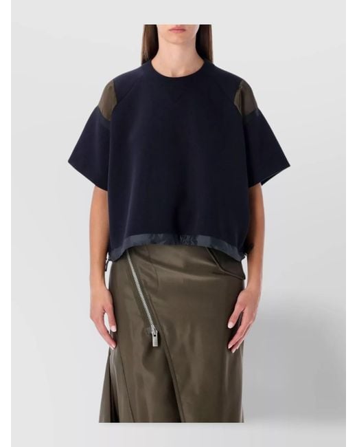 Sacai Blue Cotton Oversized Short-Sleeve Drawstring T-Shirt