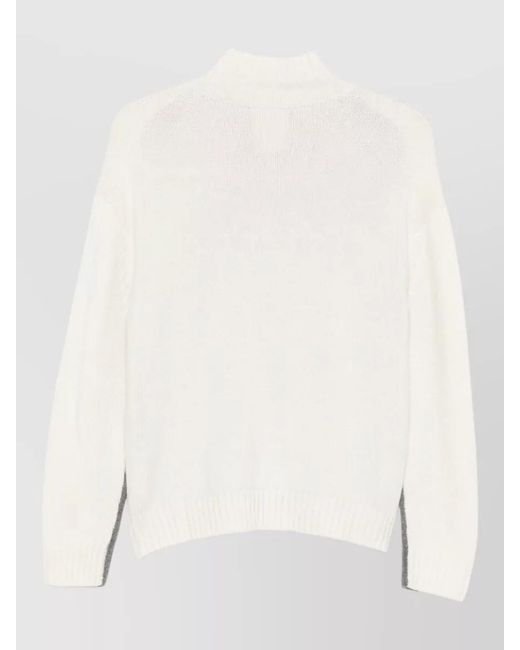 Semicouture Gray Winnie Cashmere High Neck Color Block Sweater