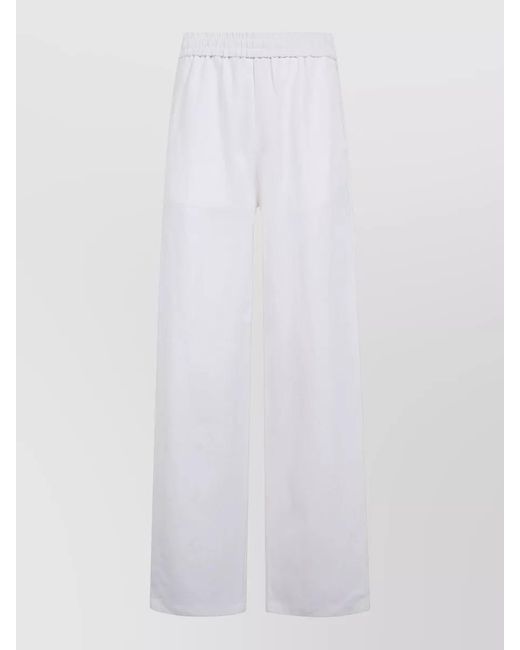 AMI White Elasticated Waist Tailored Trousers