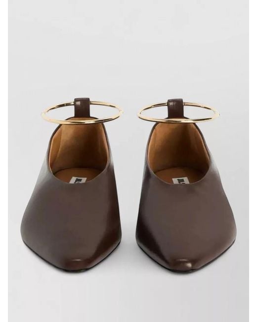 Jil Sander Brown Suede Pointed Toe Ballerina Flats Anklet