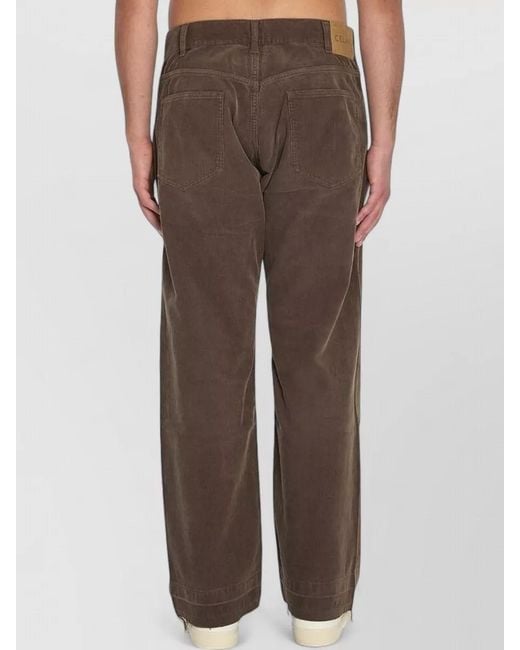 Céline Brown Cotton Corduroy Low-Rise Straight-Leg Jeans for men
