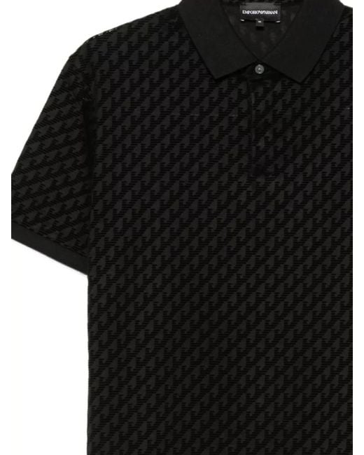 Emporio Armani Black Logo Motif Polo Shirt Short Sleeves for men