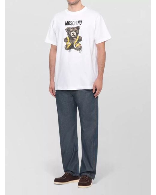 Moschino White Short Sleeve Cotton T Shirt Teddy Bear for men
