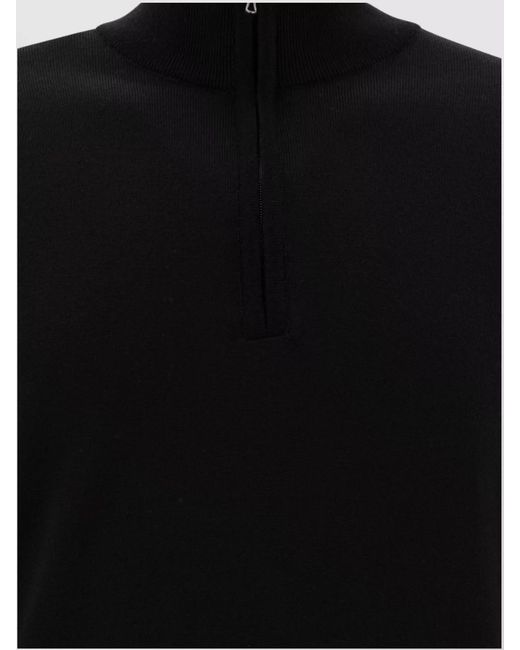 John Smedley Black Merino Wool Half-Zip Sweater for men