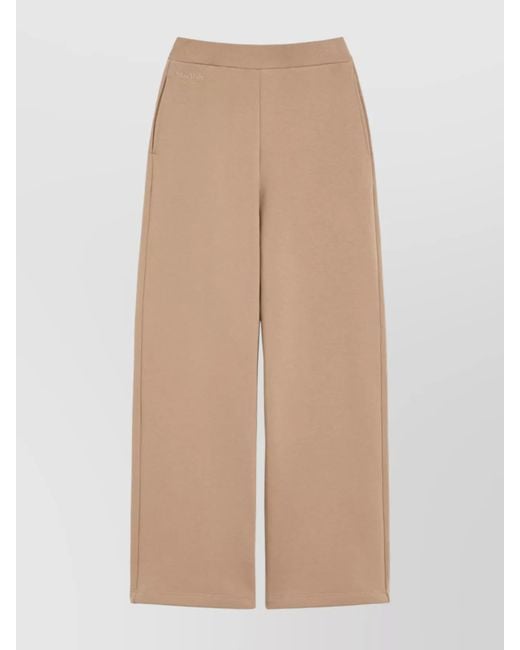 Max Mara Natural Brushed Cotton Wide-Leg Trousers