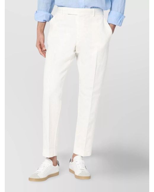 PT Torino White Cotton And Linen Trousers for men