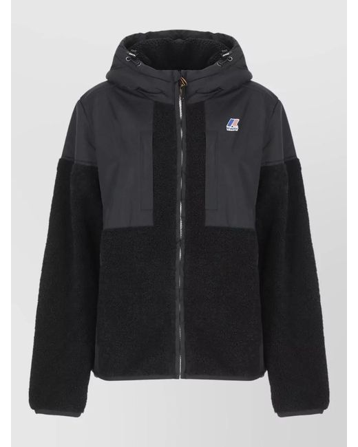 K-Way Black Short Hooded Zip Jacket Two Tone