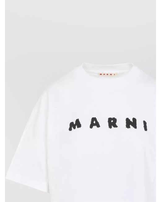 Marni White Cotton Oversized Logo-Print T-Shirt