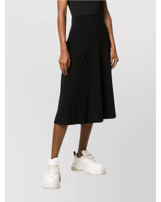 Norma Kamali Black High-Rise Flared Midi Skirt