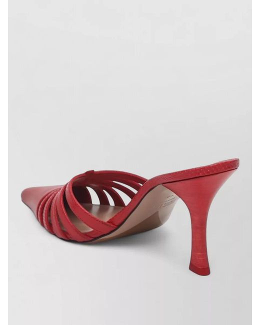 Paris Texas Red Mules Pointed Toe Strappy Design Footwear