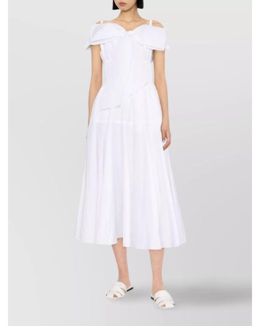Patou White Off-Shoulder Sleeveless Midi Dress