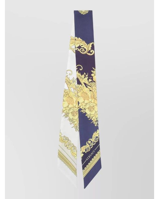Versace White Silk Bandeau Barocco Floral Print Accessory
