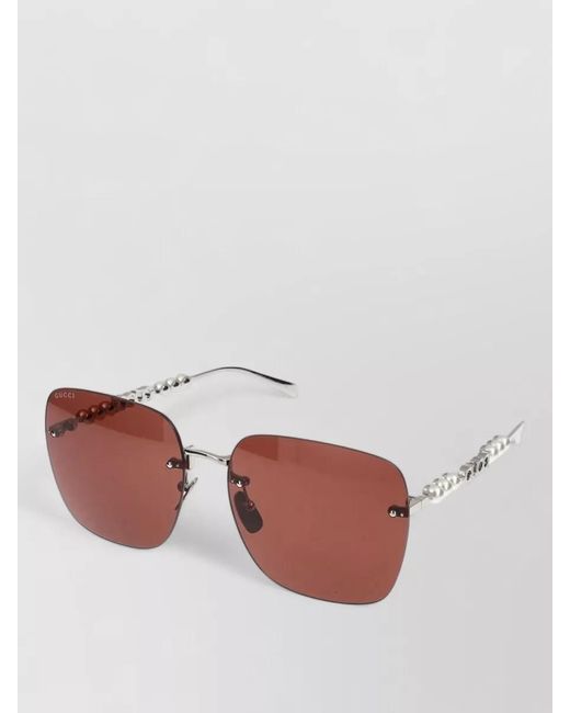 Gucci Pink Sunglasses Gg1923Sa 002 Metal Rimless Square