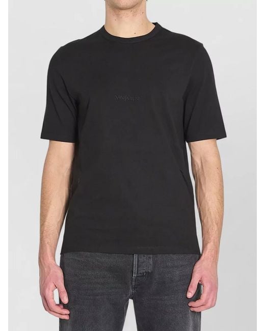 Saint Laurent Black Cotton Regular-Fit Short-Sleeve T-Shirt for men