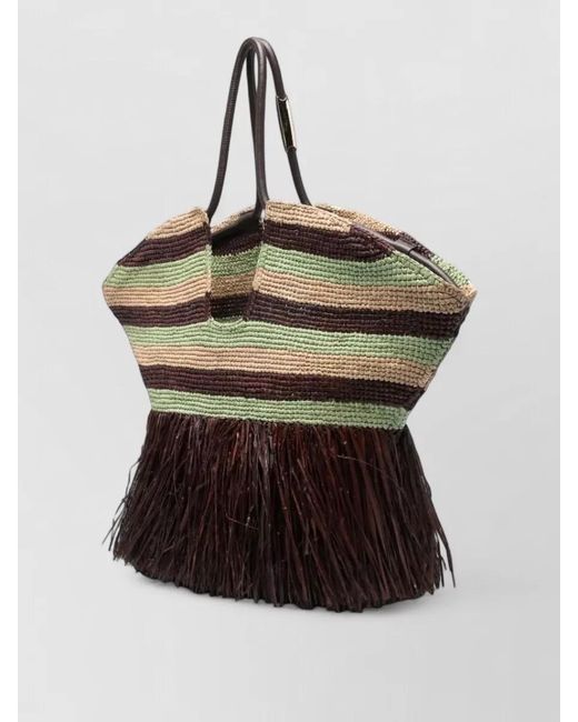 Zimmermann Multicolor Goldentime Large Fringed Striped Tote Bag
