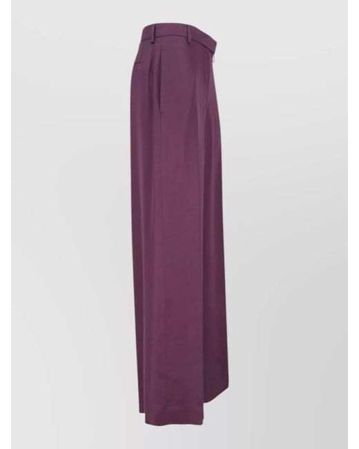 Dries Van Noten Purple Tailored Trousers Belt Loops Side Pockets