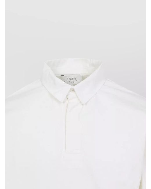 Studio Nicholson White Alyk Rugby Long Sleeve Polo Shirt for men