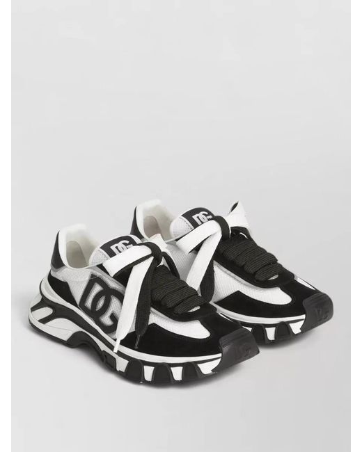 Dolce & Gabbana Metallic Leather And Mesh Low Top Sneakers for men