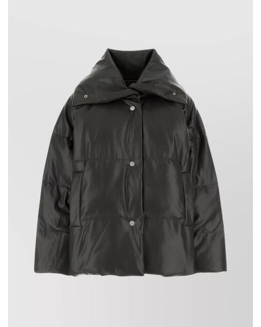 Nanushka Black Charcoal Synthetic Leather Down Jacket