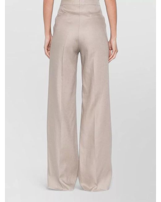 Tagliatore White Linen Trousers High Waist Wide Leg