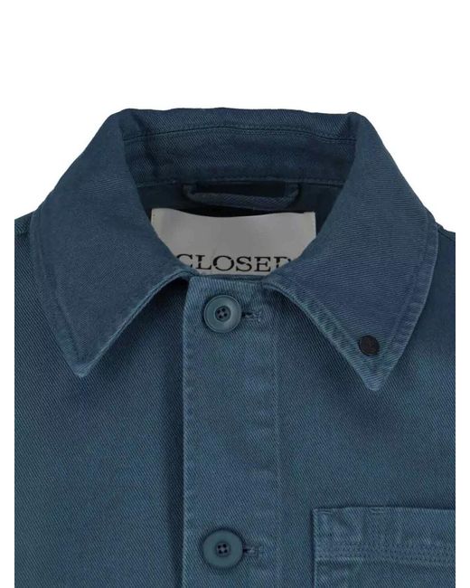 Closed Blue Jacket Collared Design Chest And Front Pockets for men