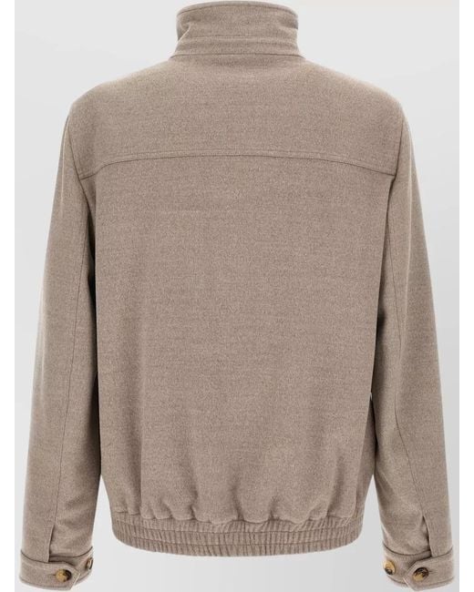 Brunello Cucinelli Natural Virgin Wool Beaver Bomber Jacket for men