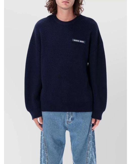 MARINE SERRE Blue Merino Wool Fisherman Jumper