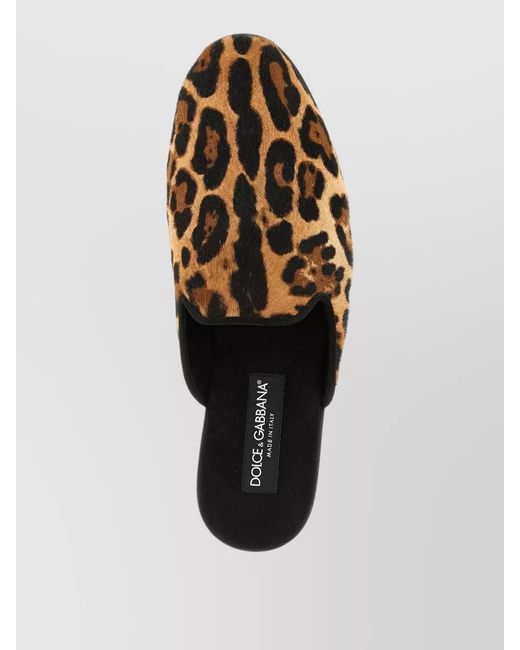 Dolce & Gabbana Brown Young Pope Animal Print Flat Backless Slippers for men