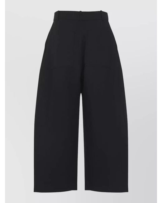Studio Nicholson Blue Cotton Cropped Wide-Leg Trousers