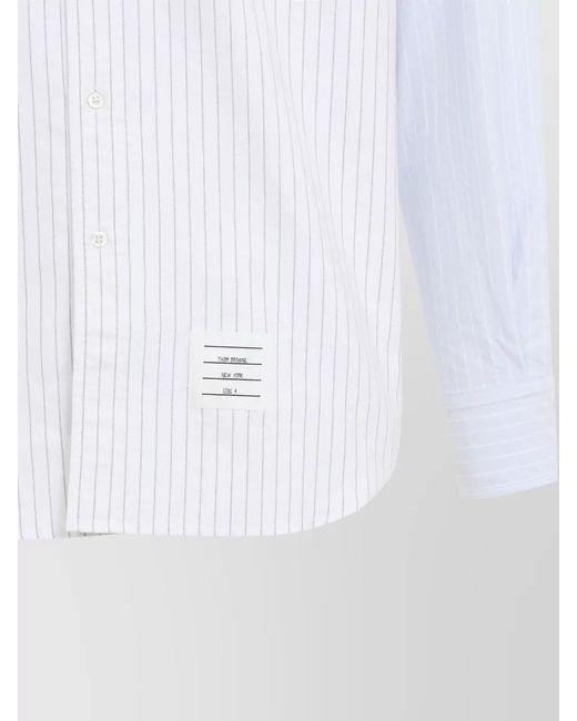 Thom Browne White Striped Button Down Shirt Long Sleeves for men