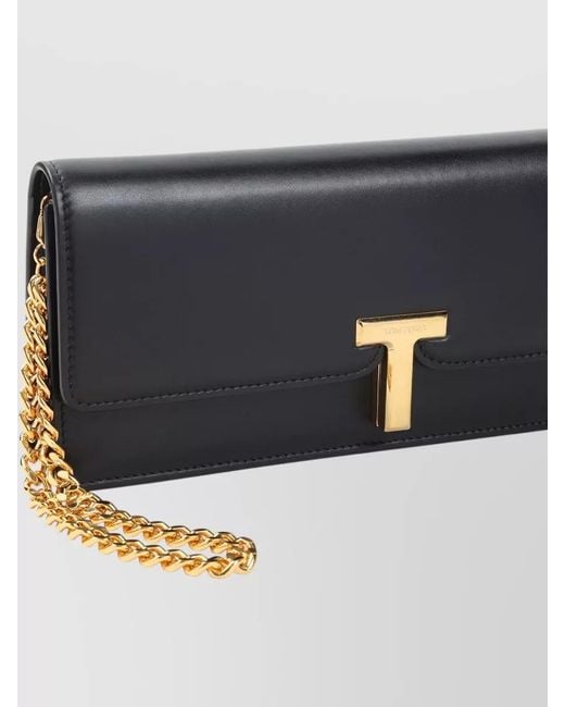 Tom Ford Gray Chain Strap Clutch Bag Tone Hardware