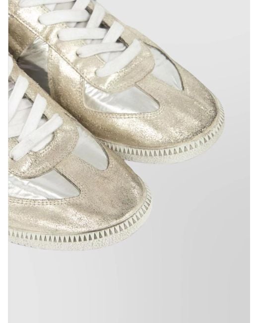 Maison Margiela White Replica Sneakers With Metallic Panel Design for men