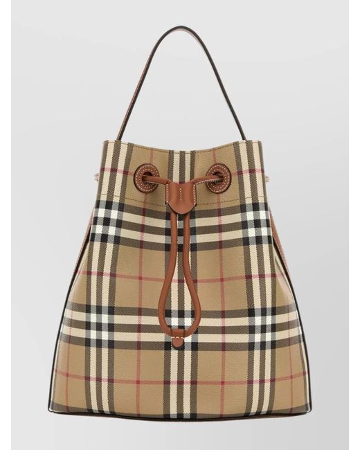 Burberry Natural Check Printed Canvas Bucket Bag