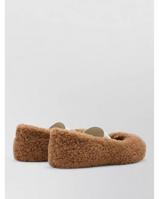 Moon Boot Brown Shearling Ballerina Shoes