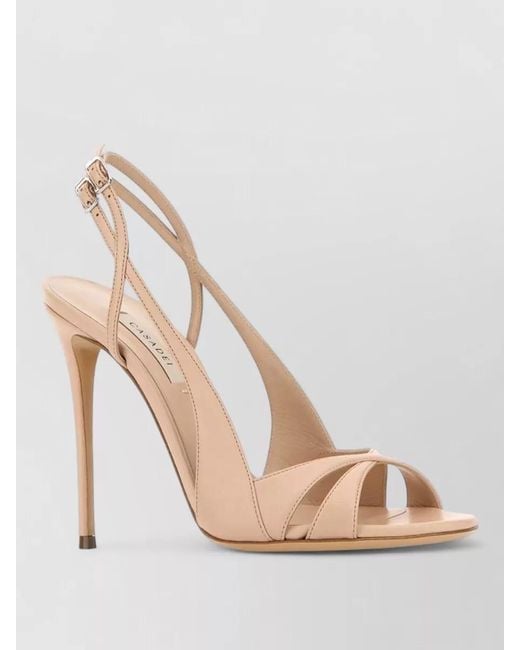 Casadei Natural Leather Sandals Open Toe Slingback Strap