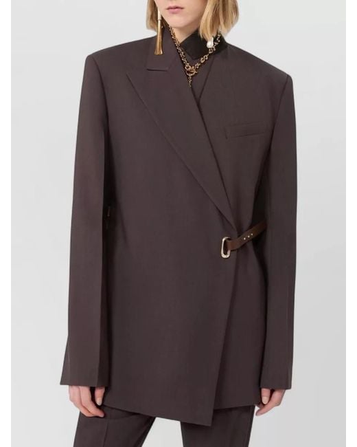 Sportmax Brown Belted Tailored Jacket Long Sleeves Lapels