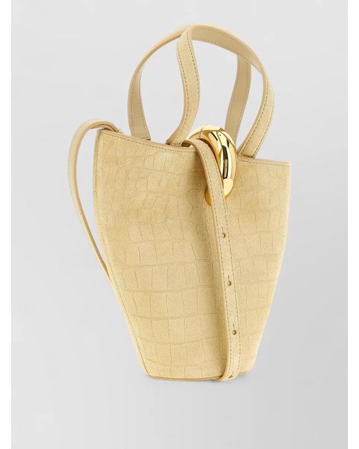 Jacquemus Metallic Le Petit Bambola Crocodile Texture Top Handle