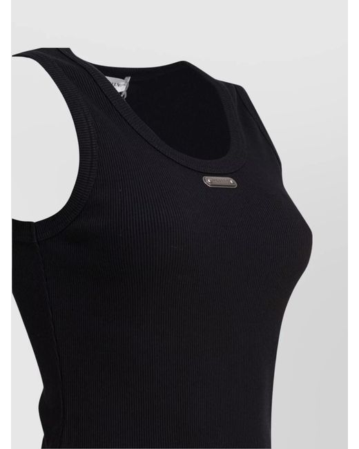 McQueen Black Cotton Crewneck Sleeveless Top