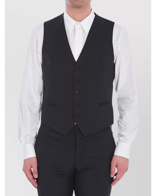 Tagliatore Blue Virgin Wool V-Neck Vest for men