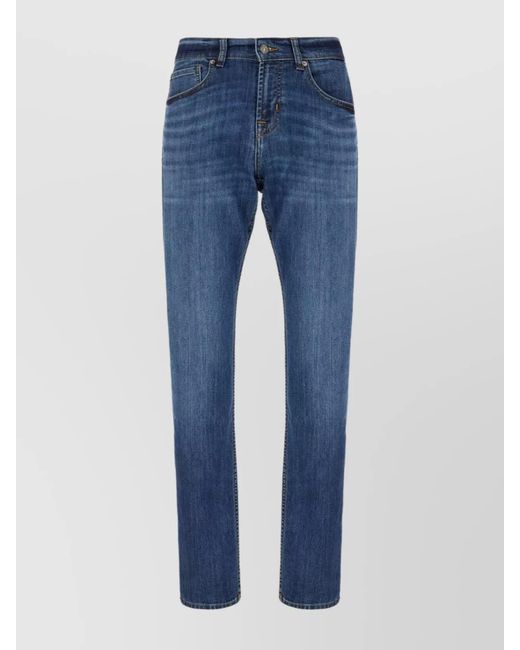 7 For All Mankind Blue Denim Straight-Leg Trousers for men