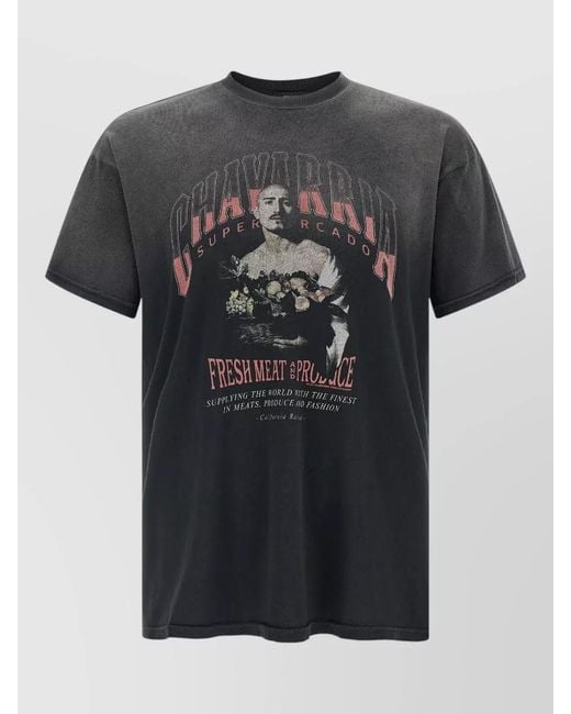 Willy Chavarria Black San Chachi Produce Graphic Crew Neck T Shirt for men