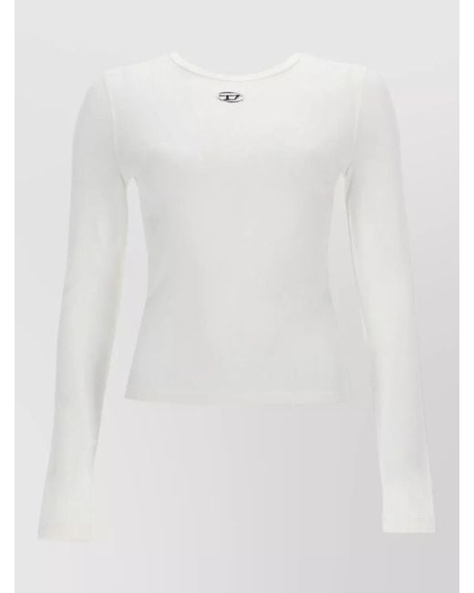 DIESEL White Long Sleeve Crew Neck Top